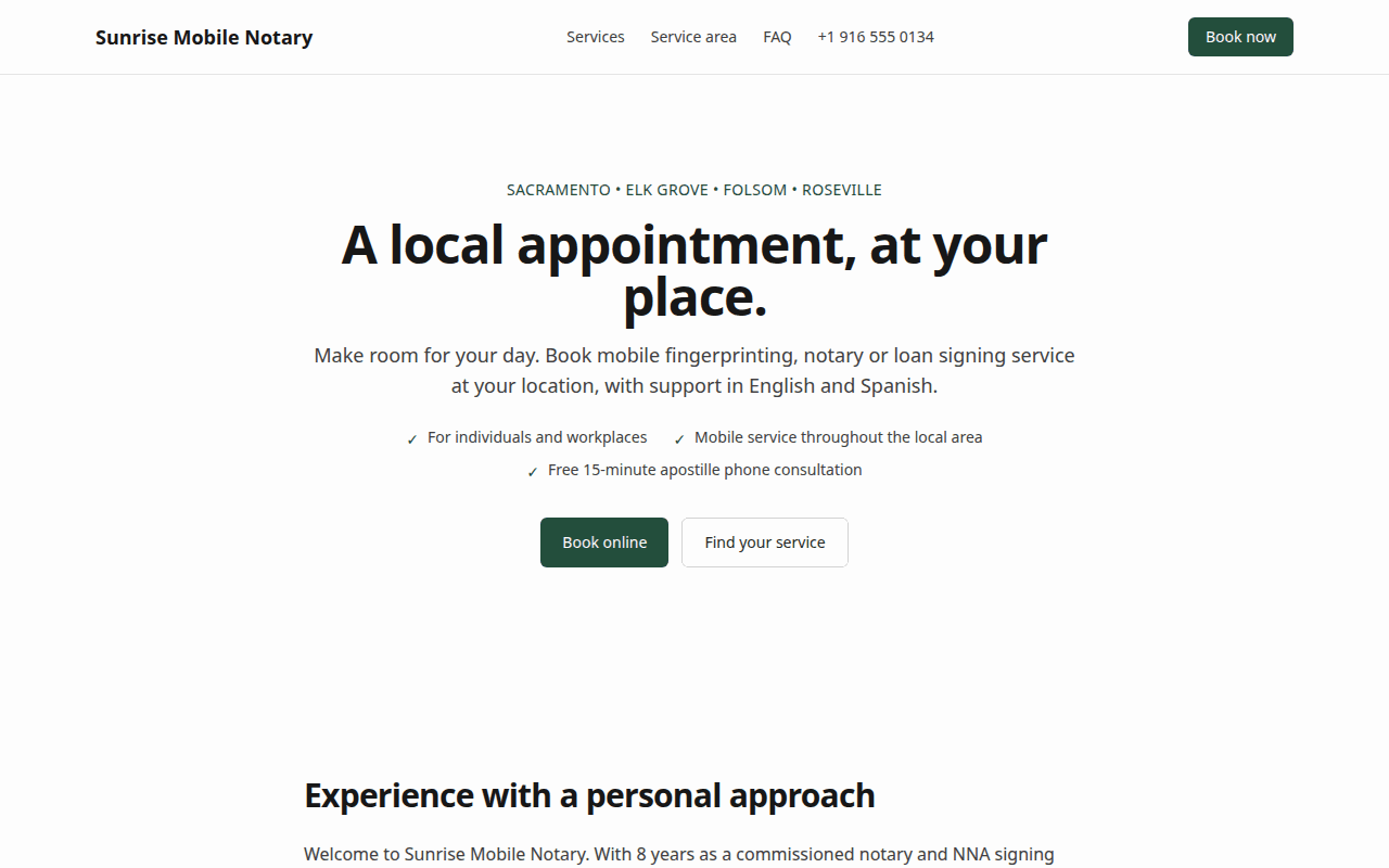 A published NotaryBook business site